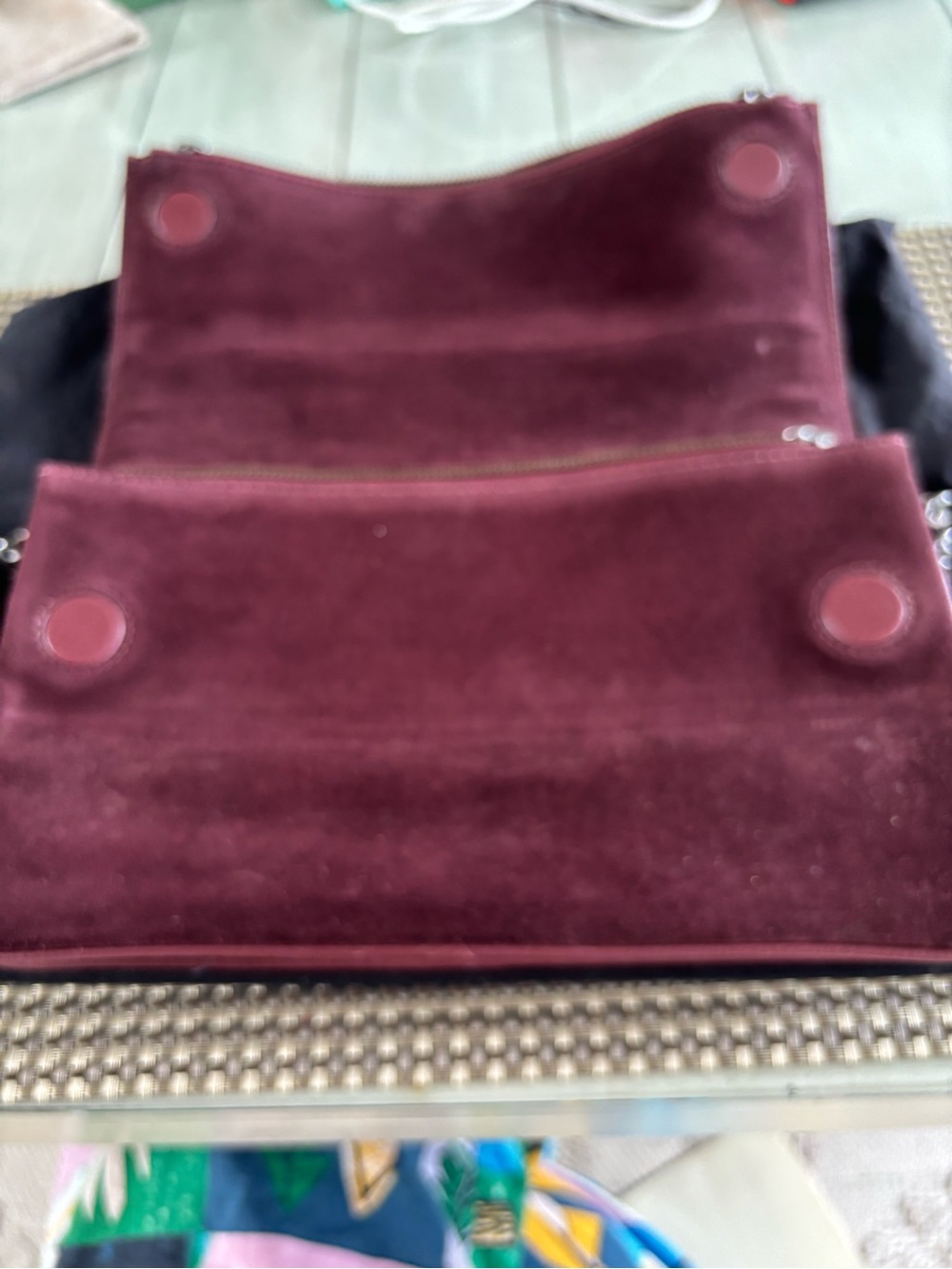 Zadig & Voltaire Burgundy Suede Shoulder Bag with Silver Chain - Picture 8 of 8